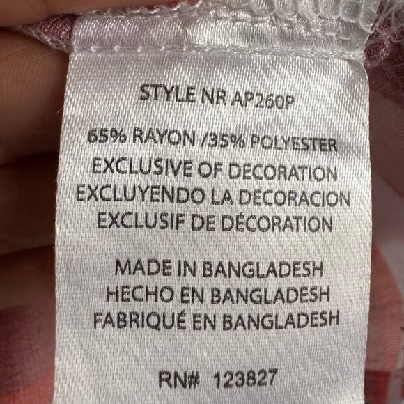 Alex & Parker Size 1X Top Pink Striped Gold Specks Flutter Sleeve Ruffle Neck - Picture 6 of 13